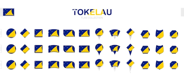 Grote collectie Tokelau-vlaggen in verschillende vormen en effecten