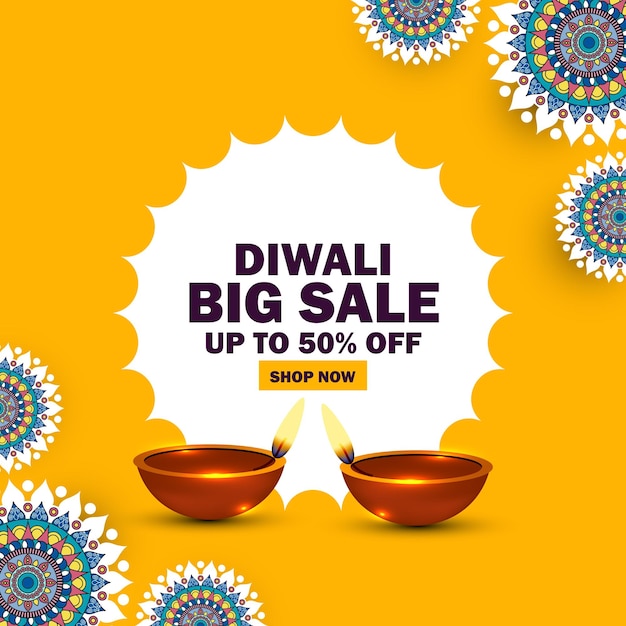 Grote diwali festival verkoop decoratieve banner