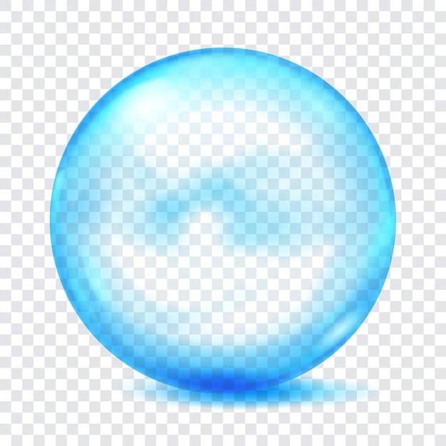 Grote doorschijnende lichtblauwe bol met blikken en schaduwen op transparante achtergrond Transparantie alleen in vectorformaat