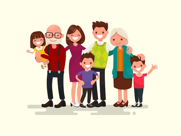 Grote familie samen illustratie