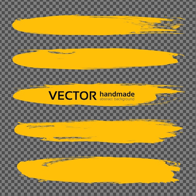 Vector grote gele abstracte lange gestructureerde vlekken geïsoleerd op imitatie doorzichtige achtergrond