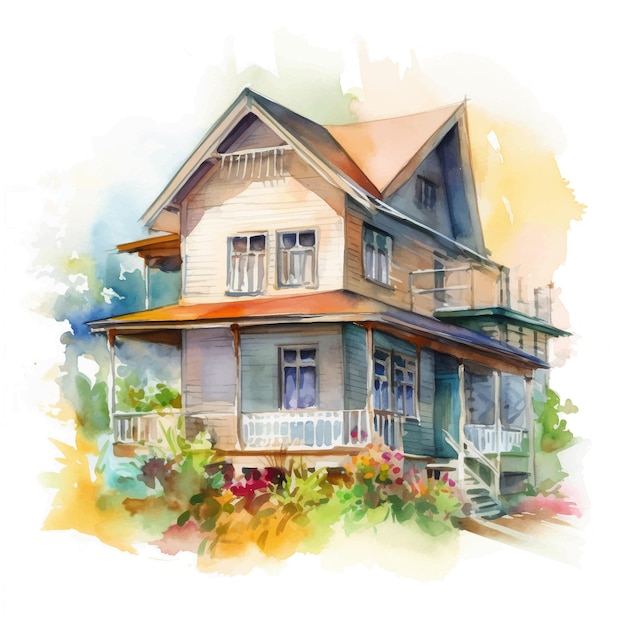 Grote huis aquarel verf ilustratie