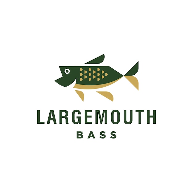 grote mond bas Vissen logo ontwerp sjabloon illustratie Sportvissen Logo