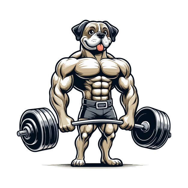 Grote muscly boze hond beest mannelijke bodybuilder vector illustratie Generative Ai