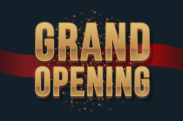 Grote opening. zakelijke opstart ceremonie. vector illustratie. marketing evenement label. abstracte achtergrond gouden glinsterende strass. sjabloon voor advertentiebanner.