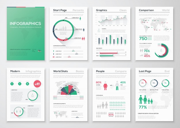 Grote set infografische vectorelementen in platte bedrijfstijl