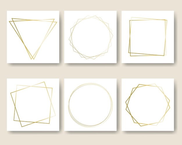 Grote set met gouden frames en banner met verloopnet, vectorillustratie