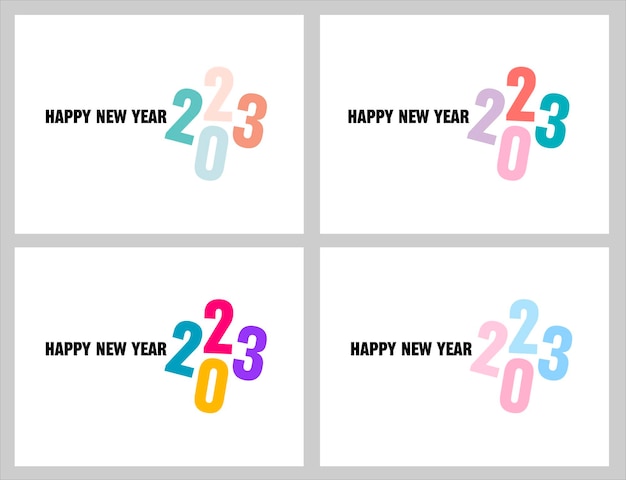 Grote set van 2023 Happy New Year logo tekstontwerp. 2023 nummer ontwerpsjabloon.