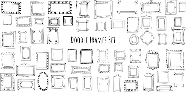 Grote set van hand getrokken doodle frames pleinen vector grenzen ontwerpelementen