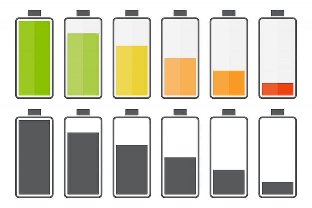 Vector grote set van pictogrammen voor het opladen van de batterij