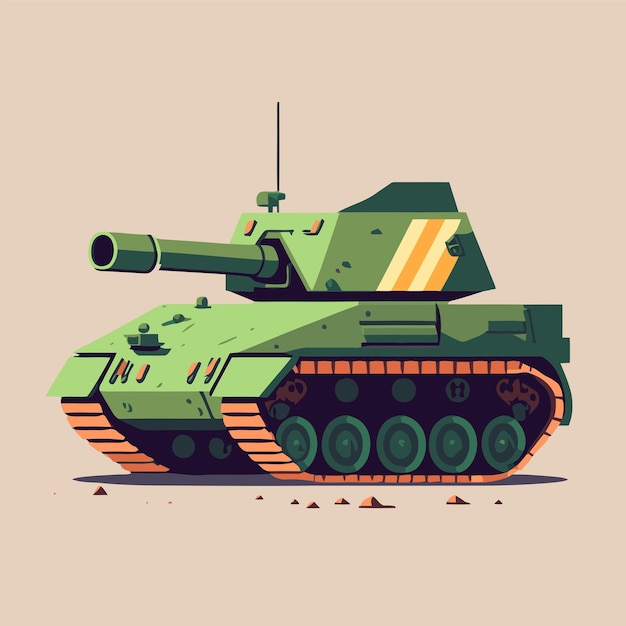 Grote tank militaire leger vector cartoon kleur pictogram egale kleur vectorillustratie