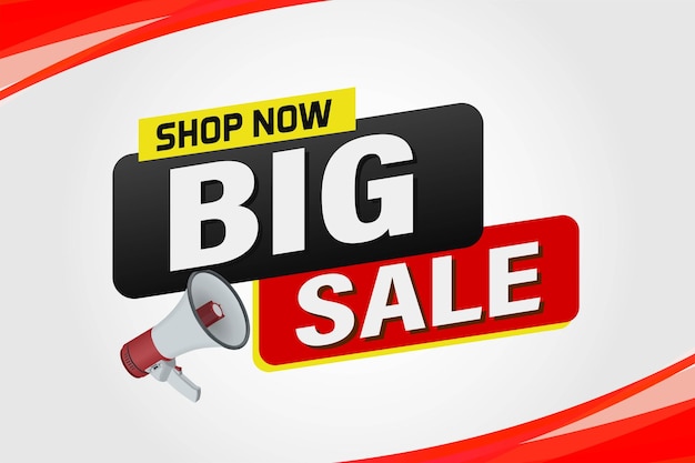 Grote verkoop koop nu poster banner grafisch ontwerp icoon logo teken symbool sociale media website coupon Bann