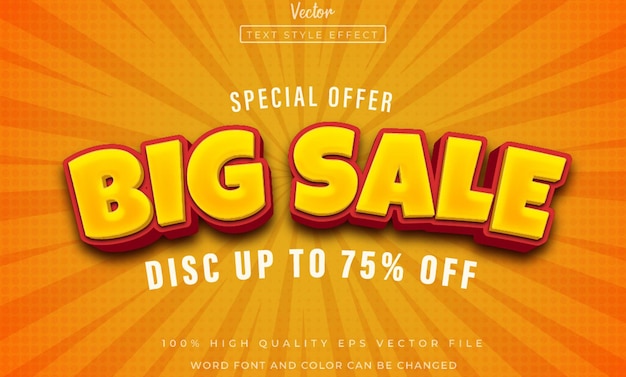 Grote verkoop tekst bewerkbare stijl effect banner sjabloon gebeurtenis