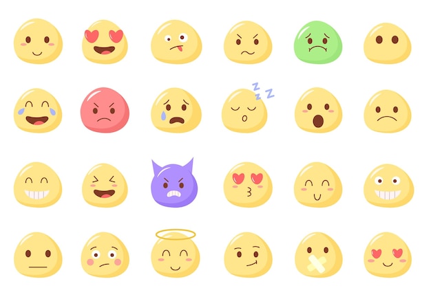 grote verzameling grappige emoticons iconen vrije vormen Vector emoji set
