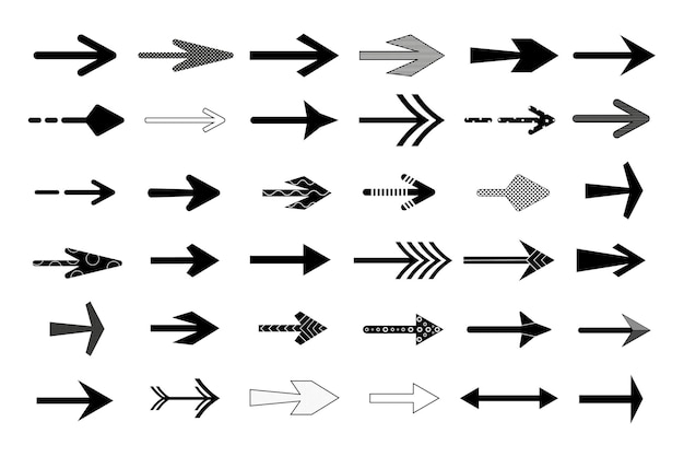 Grote zwarte reeks pijlen Pijlpictogram Pijlcursor Eenvoudige pijlen