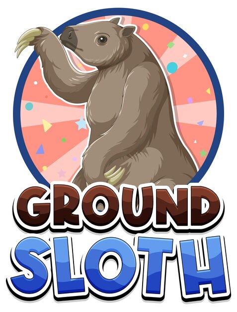 Vector ground sloth cartoon character with logo