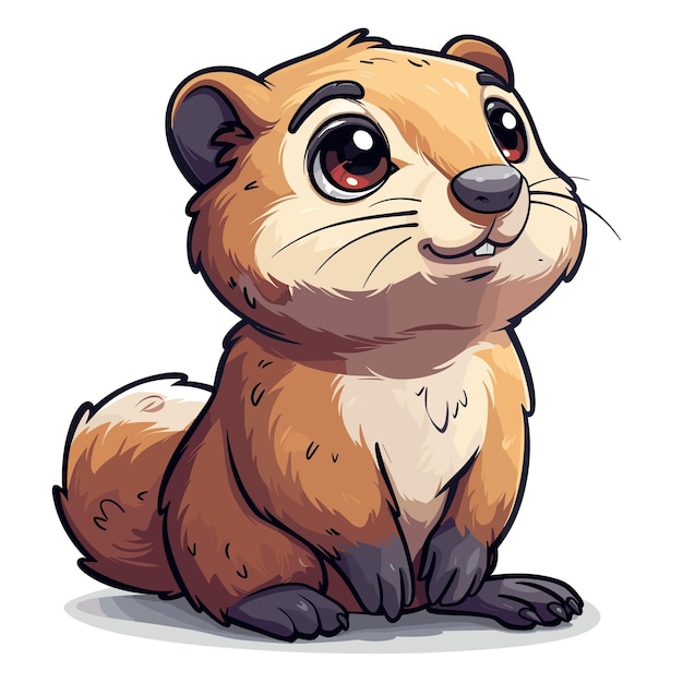 Vector groundhog cartoon icon isolated on transparent background for designer