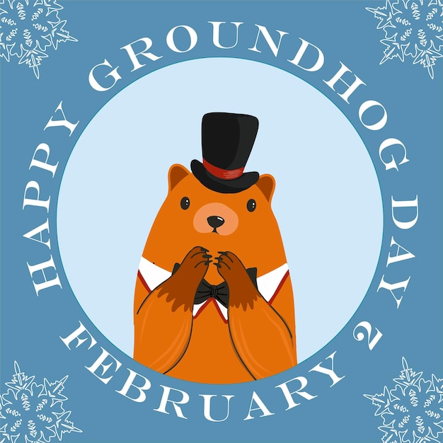 Groundhog-dagkaart De voorbode van de lente Schattig marmotkarakter