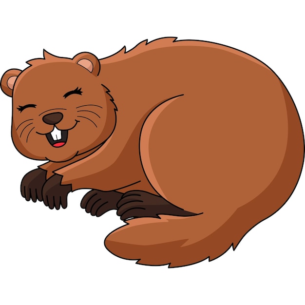 Groundhog hibernating cartoon colored clipart