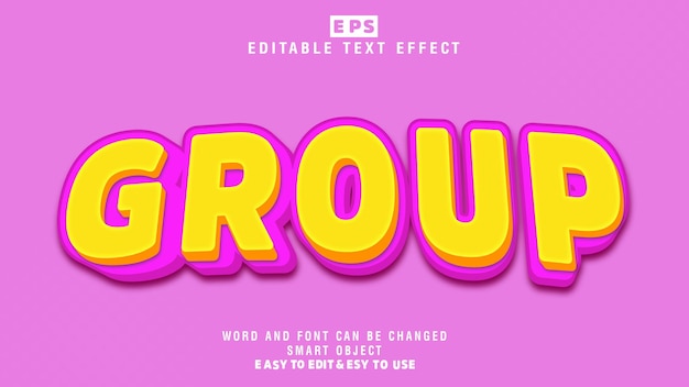 Group 3d Editable Text Effect Vector With Background