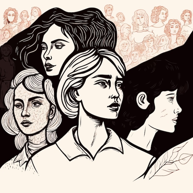 Group of adult women illustrating international women's day with fictional characters