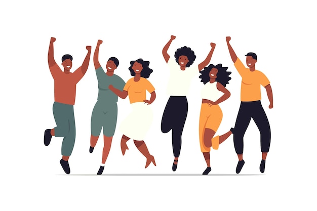 A group of african people with their hands up Vector illustration design