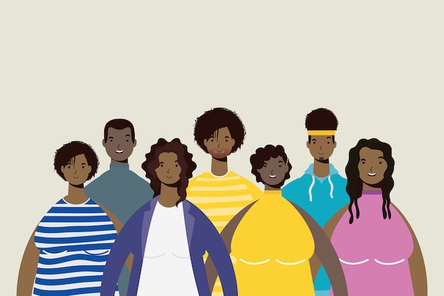 Vector group of afro people characters