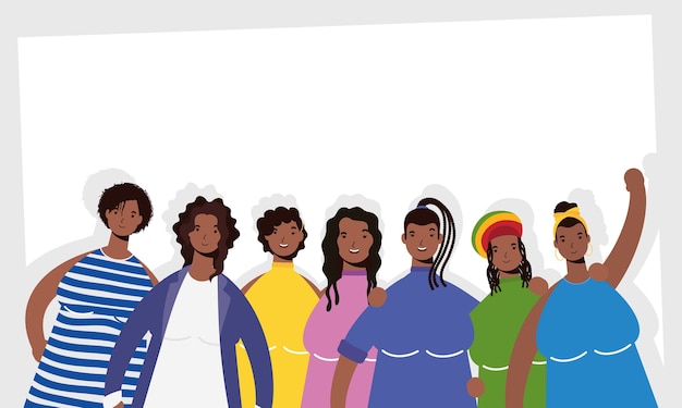 Group of afro women characters