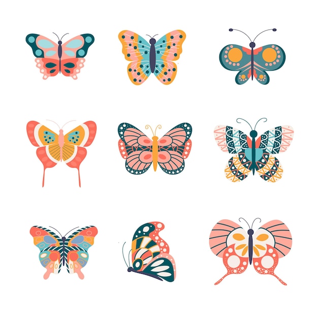 A group beautiful  butterflies beautiful illustration