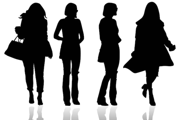 Group of black silhouettes business young women