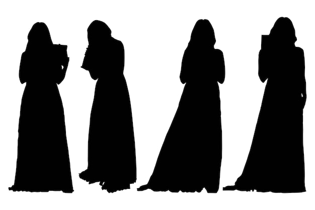 Group of Black Silhouettes Young Women