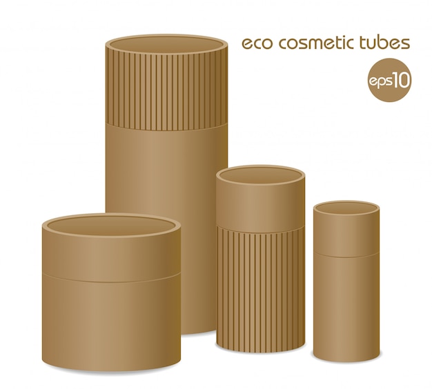 Group of brown eco cosmetic containers