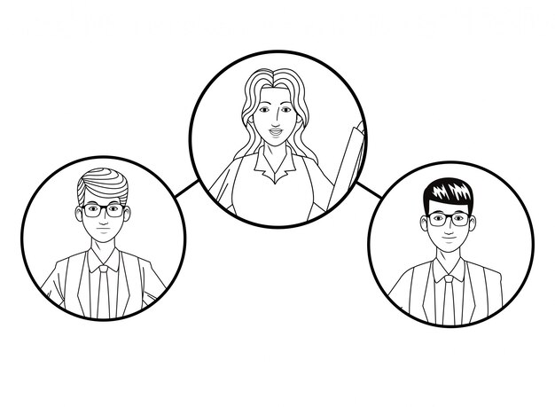 group of business people avatar profile picture in round