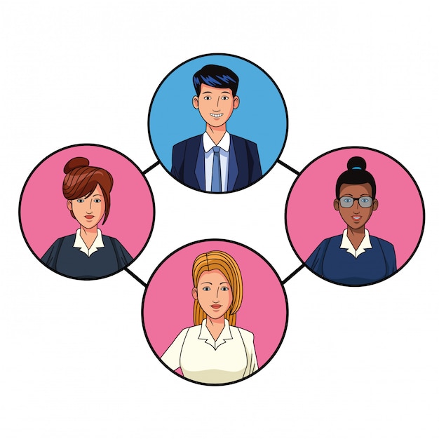 group of business people avatar profile picture in round 