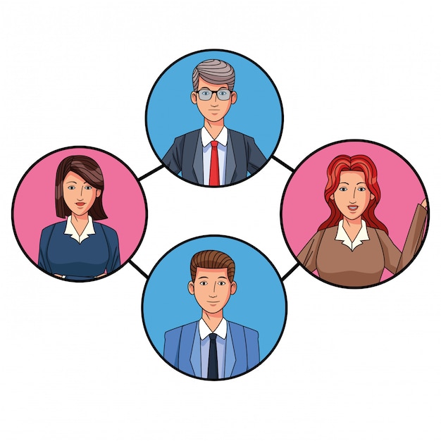 group of business people avatar profile picture in round