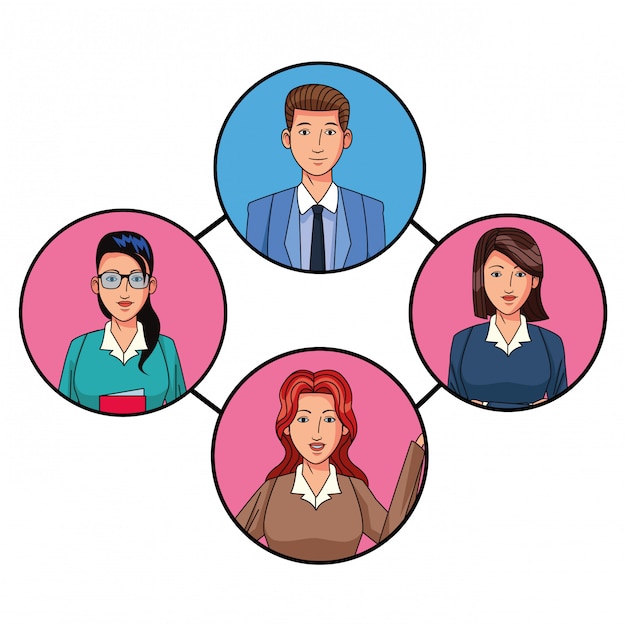 group of business people avatar profile picture in round 