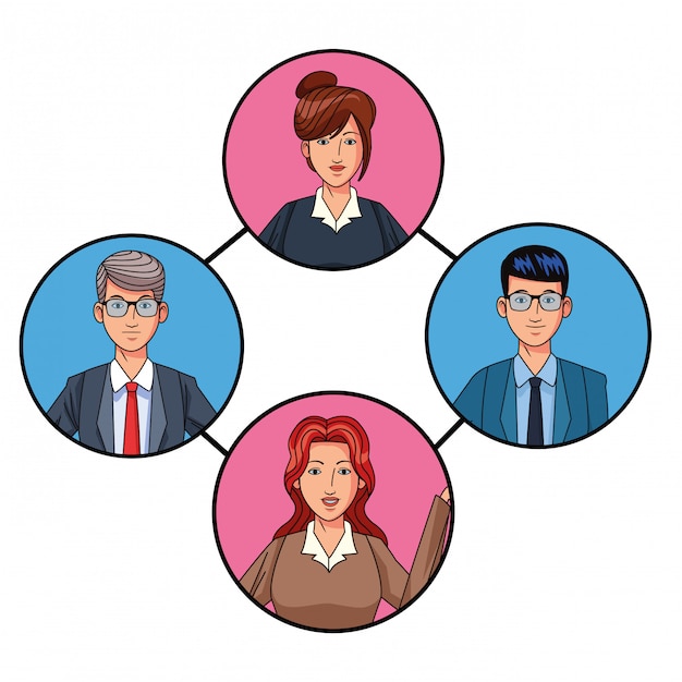 group of business people avatar profile picture in round