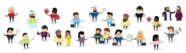 group of business people cartoon mix race businesspeople set