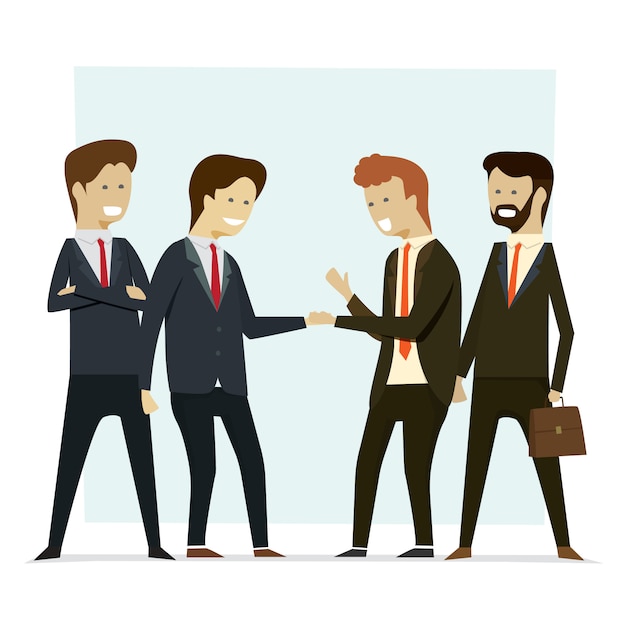 Group business people shaking hands partners.
