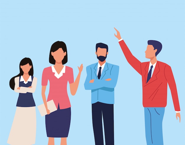 Group of business people teamwork characters illustration