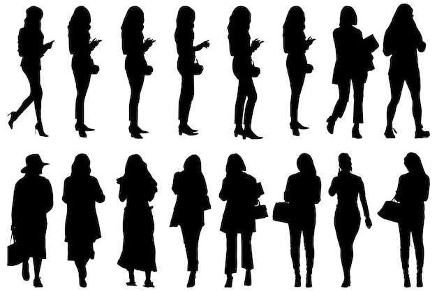 Group of Business Silhouettes with white background