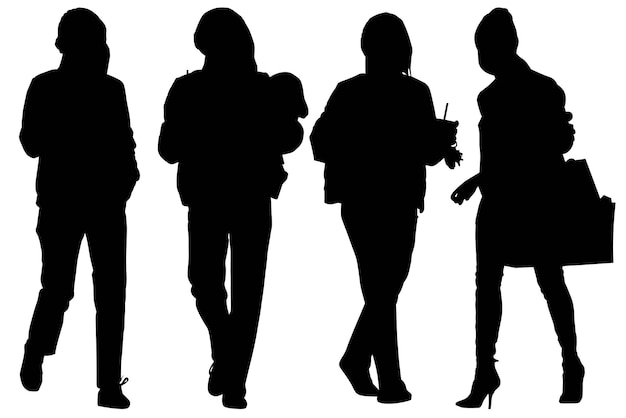 Group of business silhouettes with white background