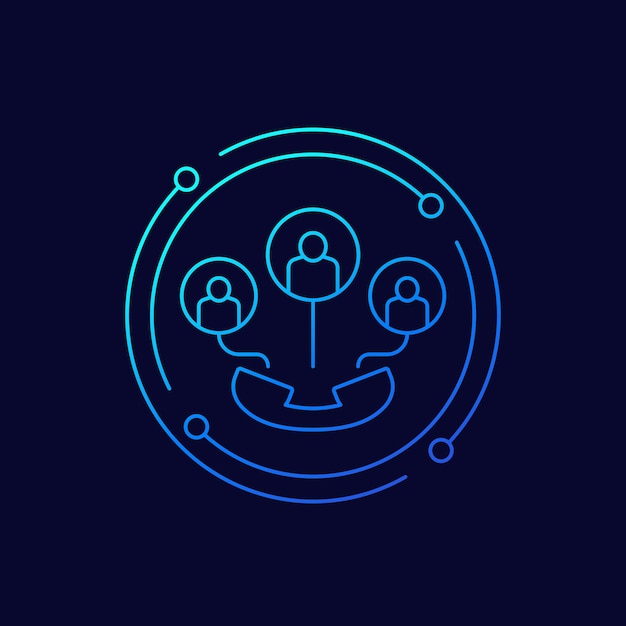 Group call line vector icon with people