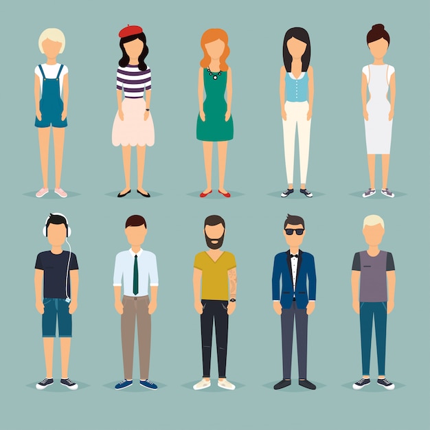 Group cartoon people. social network and social media concept. business flat illustration