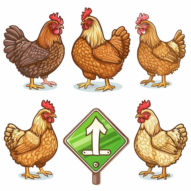 a group of chickens with an arrow pointing to the right