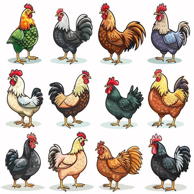 a group of chickens with a triangle on the front