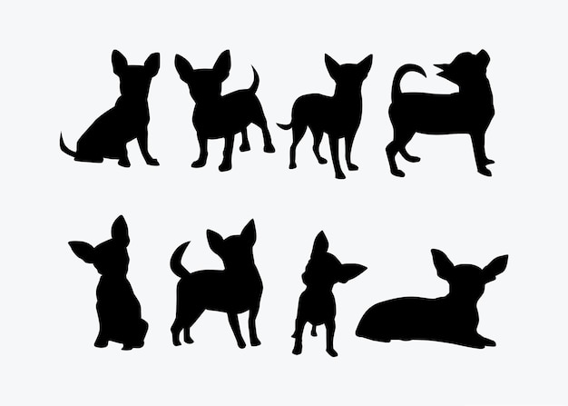 Vector a group of chihuahuas silhouettes.