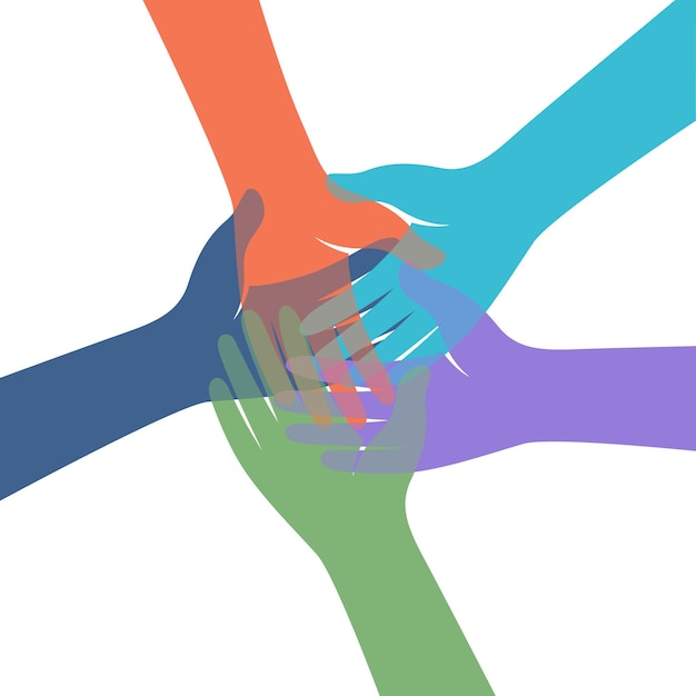 Vector group of colorful hands