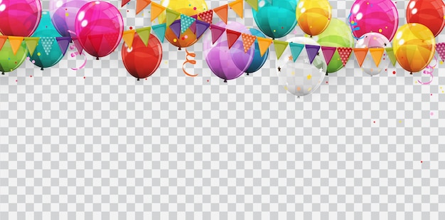 Group of Colour Glossy Helium Balloons Background. Set of  Balloons for Birthday, Anniversary, Celebration  Party Decorations. 