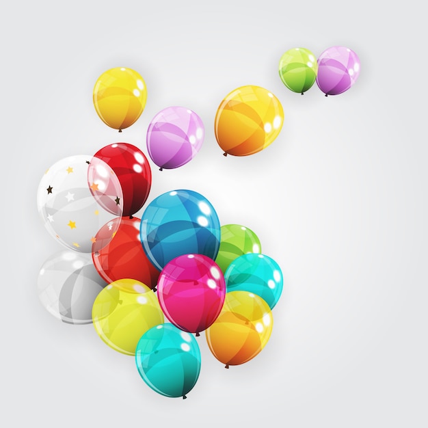 Группа цветных глянцевых гелиевых шаров. Набор воздушных шаров на день рождения, юбилей, украшение праздничных вечеринок